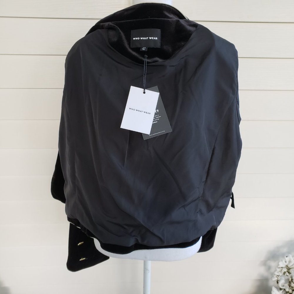 NWT Black Velvet Who What Wear Military Style Jacket - Picture 6 of 7